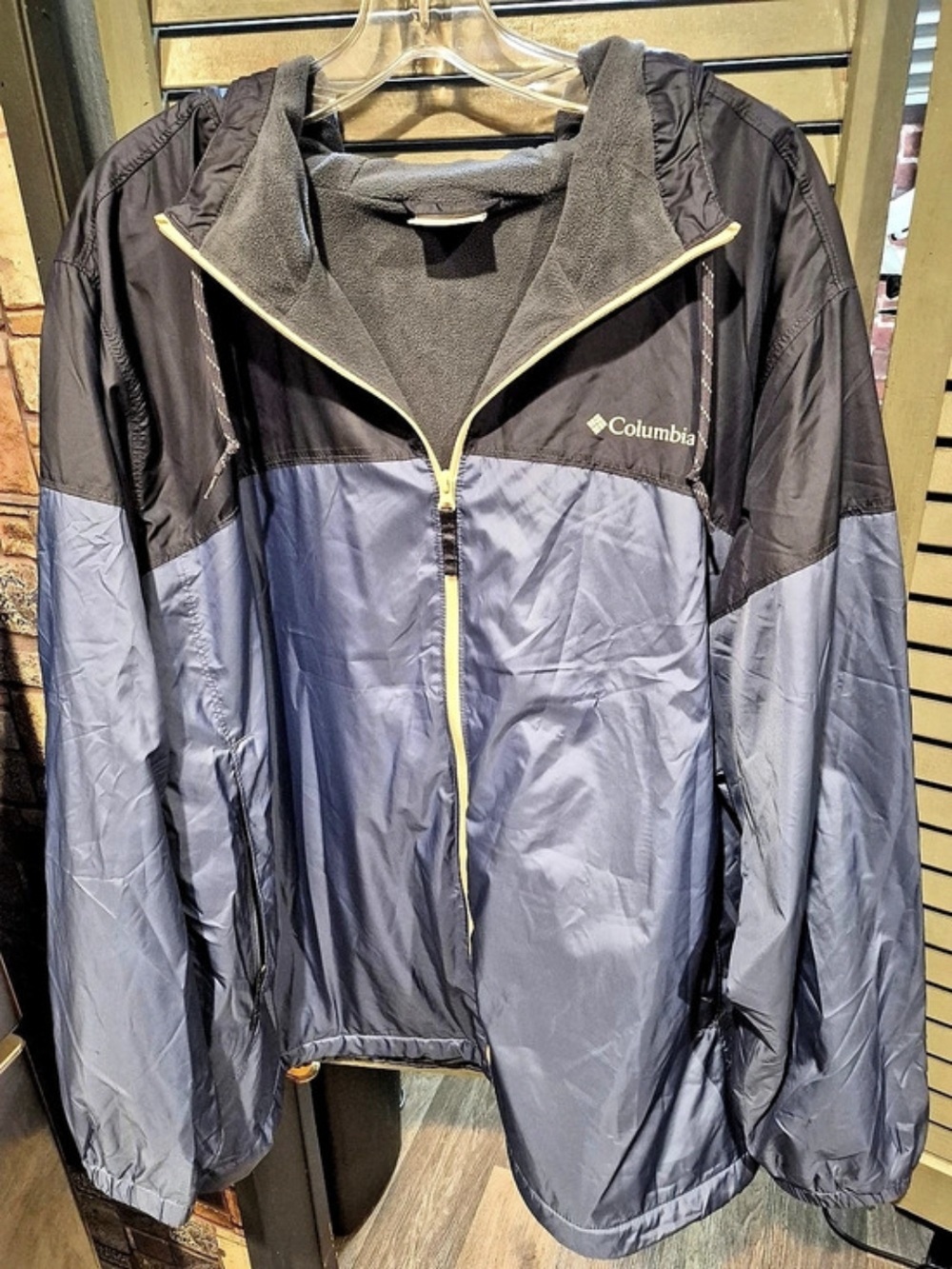 Columbia Color Block Windbreaker Blue & Black Men's 3X